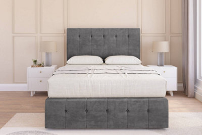 Sloomy Cambridge Steel Plush Divan Bed Set 2 Drawers Right Side54" Floor Standing & 12" Footboard 5' King from B&Q