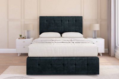Sloomy Cambridge Black Naples Divan Bed Set 2 Drawers Right Side54" Floor Standing & 12" Footboard 2'6 Small Single from B&Q