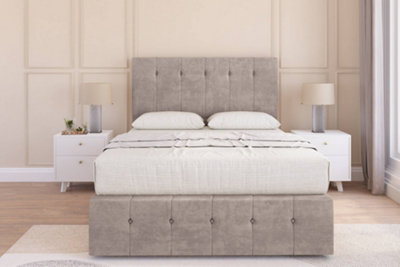 Sloomy Cambridge Pebble Plush Divan Bed Set 4 Drawers54" Floor Standing & 12" Footboard 4'6 Double from B&Q