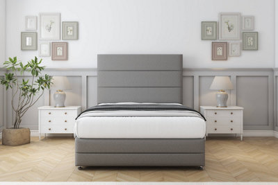 Sloomy Monaco Pewter Dumfries Divan Bed Set No Drawers With 26" Strutted & 12" Footboard 4'6 Double from B&Q