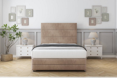 Sloomy Monaco Mink Naples Divan Bed Set 2 Drawers Right Side With 26" Strutted & 12" Footboard 2'6 Small Single from B&Q