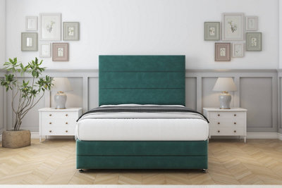 Sloomy Monaco Emerald Plush Divan Bed Set 4 Drawers With 54" Floor Standing & 12" Footboard 4'6 Double from B&Q