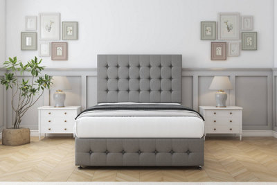 Sloomy Berlin Pewter Dumfries Divan Bed Set No Drawers With 26" Strutted & 12" Footboard 4'6 Double from B&Q