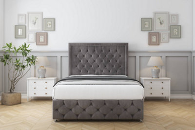 Sloomy Vienna Slate Naples Divan Bed Set No Drawers With 26" Strutted & 12" Footboard 4'6 Double from B&Q