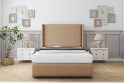 Sloomy Stratford Latte Dumfries Divan Bed Set No Drawers With 54" Wingback & 12" Footboard 3' Single from B&Q