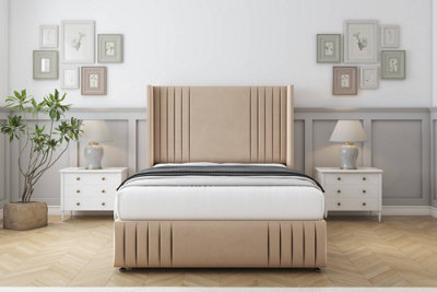 Sloomy Camden Pebble Plush Divan Bed With Mattress 2 Drawers Foot-End With 54" Wingback & 12" Footboard 5' King from B&Q