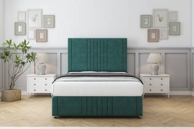 Sloomy Harrington Emerald Plush Divan Bed Set No Drawers26" Strutted & 12" Footboard 4'6 Double from B&Q