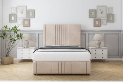Sloomy Harrington Sand Naples Divan Bed Set No Drawers26" Strutted & 12" Footboard 4'6 Double from B&Q
