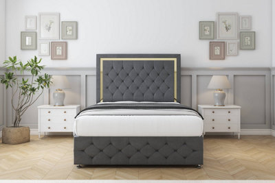 Sloomy Sofia Gold Armour Coniston Divan Bed Set No Drawers  54" Floor Standing  & 12" Footboard 4'6 Double from B&Q
