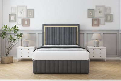 Sloomy Boston Gold Armour Coniston Divan Bed Set No Drawers With 54" Floor Standing & 12" Footboard 5' King from B&Q