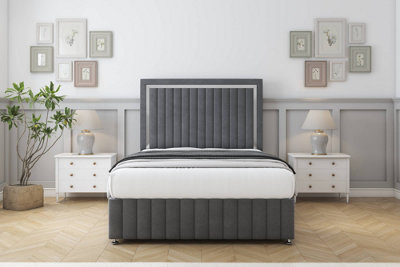 Sloomy Boston Chrome Armour Coniston Divan Bed Set No Drawers26" Strutted 12" Footboard 4'6 Double from B&Q