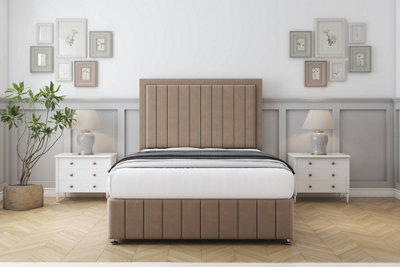 Sloomy Pemberton Mink Plush Divan Bed Set No Drawers26" Strutted  & 12" Footboard 4'6 Double from B&Q