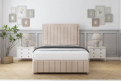Sloomy Pemberton Sand Naples Divan Bed Set 2 Drawers Foot-End26" Strutted  & 12" Footboard 5' King from B&Q