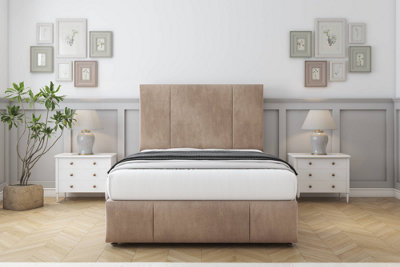 Sloomy Lisbon Mink Naples Divan Bed Set No Drawers26" Strutted   & 12" Footboard 4'6 Double from B&Q