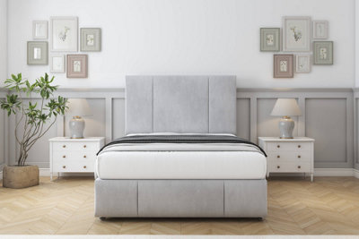 Sloomy Lisbon Silver Naples Divan Bed Set 2 Drawers Foot-End26" Strutted   & 12" Footboard 4'6 Double from B&Q