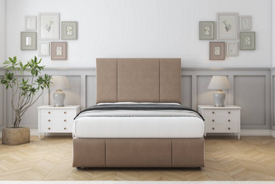 Sloomy Lisbon Mink Plush Divan Bed Set No Drawers54" Floor Standing   & 12" Footboard 3' Single from B&Q