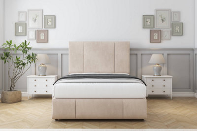 Sloomy Lisbon Sand Naples Divan Bed Set 2 Drawers Left Side54" Floor Standing   & 12" Footboard 4'6 Double from B&Q