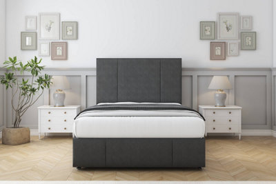 Sloomy Lisbon Graphite Dumfries Divan Bed Set 2 Drawers Right Side54" Floor Standing   & 12" Footboard 5' King from B&Q