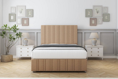 Sloomy Langston Latte Dumfries Divan Bed Set 2 Drawers Left Side26" Strutted & 12"  Footboard 4'6 Double from B&Q