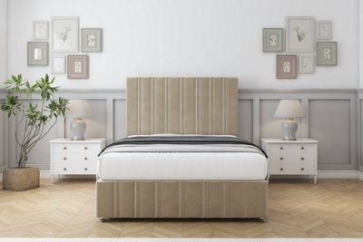 Sloomy Langston Almond Coniston Divan Bed Set 2 Drawers Left Side26" Strutted & 12"  Footboard 4'6 Double from B&Q
