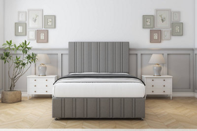 Sloomy Langston Pewter Dumfries Divan Bed Set No Drawers54" Floor Standing & 12"  Footboard 5' King from B&Q