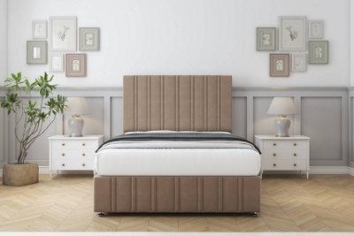 Sloomy Langston Mink Plush Divan Bed Set 4 Drawers54" Floor Standing & 12"  Footboard 4'6 Double from B&Q
