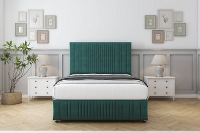 Sloomy Kingsley Emerald Plush Divan Bed Set No Drawers26" Strutted  & 12" Footboard 3' Single from B&Q