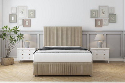 Sloomy Kingsley Almond Coniston Divan Bed Set 4 Drawers26" Strutted  & 12" Footboard 4'6 Double from B&Q