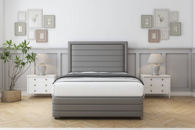 Sloomy Ashford Pewter Dumfries Divan Bed Set No Drawers54" Floor Standing  & 12" Footboard 4'6 Double from B&Q