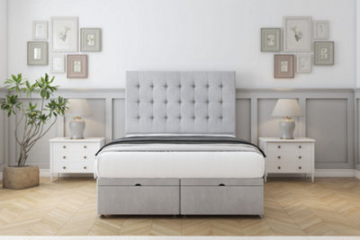 Sloomy Alabama Silver Naples Ottoman Bed With Mattress With 54" Floor Standing Headboard 3' Single from B&Q
