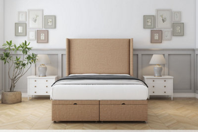 Sloomy Devonshire Latte Dumfries Ottoman Bed With Mattress With 54" Wingback Headboard 2'6 Small Single from B&Q