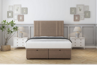 Sloomy Kingsley Mink Plush Ottoman Bed With Mattress With 26" Strutted Headboard 4'6 Double from B&Q