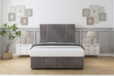 Sloomy Kingsley Slate Naples Ottoman Bed With Mattress With 26" Strutted Headboard 2'6 Small Single from B&Q