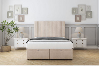 Sloomy Langston Sand Naples Ottoman Bed With Mattress With 26" Strutted Headboard 2'6 Small Single from B&Q