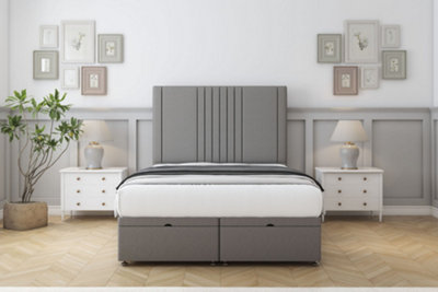 Sloomy Harrington Pewter Dumfries Ottoman Bed With Mattress With 26" Strutted Headboard 4'6 Double from B&Q