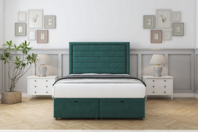 Sloomy Ashford Emerald Plush Ottoman Bed With Mattress With 26" Strutted Headboard 4'6 Double from B&Q