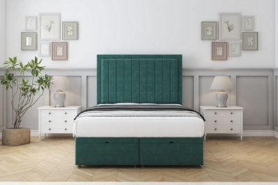 Sloomy Pemberton Emerald Plush Ottoman Bed With Mattress With 26" Strutted Headboard 3' Single from B&Q