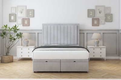 Sloomy Pemberton Silver Naples Ottoman Bed With Mattress With 26" Strutted Headboard 4'6 Double from B&Q