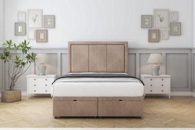Sloomy Lancaster Mink Naples Ottoman Bed With Mattress With 54" Floor Standing Headboard 4'6 Double from B&Q