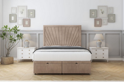 Sloomy Somerset Mink Naples Ottoman Bed With Mattress With 26" Strutted Headboard 2'6 Small Single from B&Q