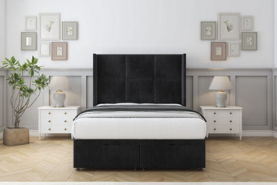 Sloomy Beaumont Black Naples Ottoman Bed With Mattress With 54" Wingback Headboard 2'6 Small Single from B&Q