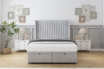 Sloomy Marlborough Silver Naples Ottoman Bed With Mattress With 54" Wingback Headboard 4'6 Double from B&Q