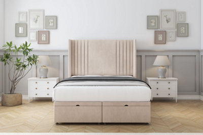 Sloomy Camden Sand Naples Ottoman Bed With Mattress With 54" Wingback Headboard 2'6 Small Single from B&Q