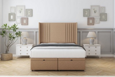 Sloomy Camden Latte Dumfries Ottoman Bed With Mattress With 54" Wingback Headboard 4'6 Double from B&Q