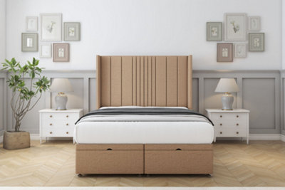 Sloomy Hargrave Latte Dumfries Ottoman Bed With Mattress With 54" Wingback Headboard 2'6 Small Single from B&Q