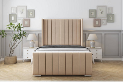 Sloomy Melbourne Pebble Plush Bed Frame  With 50" Upholstered Wingback Headboard 3' Single from B&Q