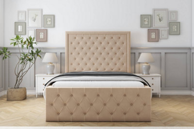 Sloomy Vienna Pebble Plush Special Bed Frame. With 50" Upholstered Headboard 5' King from B&Q