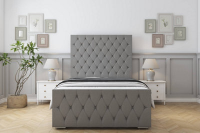 Sloomy Watson Pewter Dumfries Bed Frame With 50" Upholstered Headboard 3' Single from B&Q
