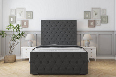 Sloomy Watson Graphite Dumfries Bed Frame With 50" Upholstered Headboard 2'6 Small Single from B&Q