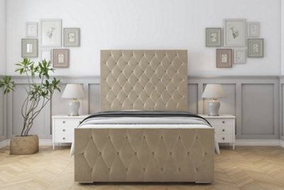 Sloomy Watson Almond Coniston Bed Frame With 50" Upholstered Headboard 2'6 Small Single from B&Q
